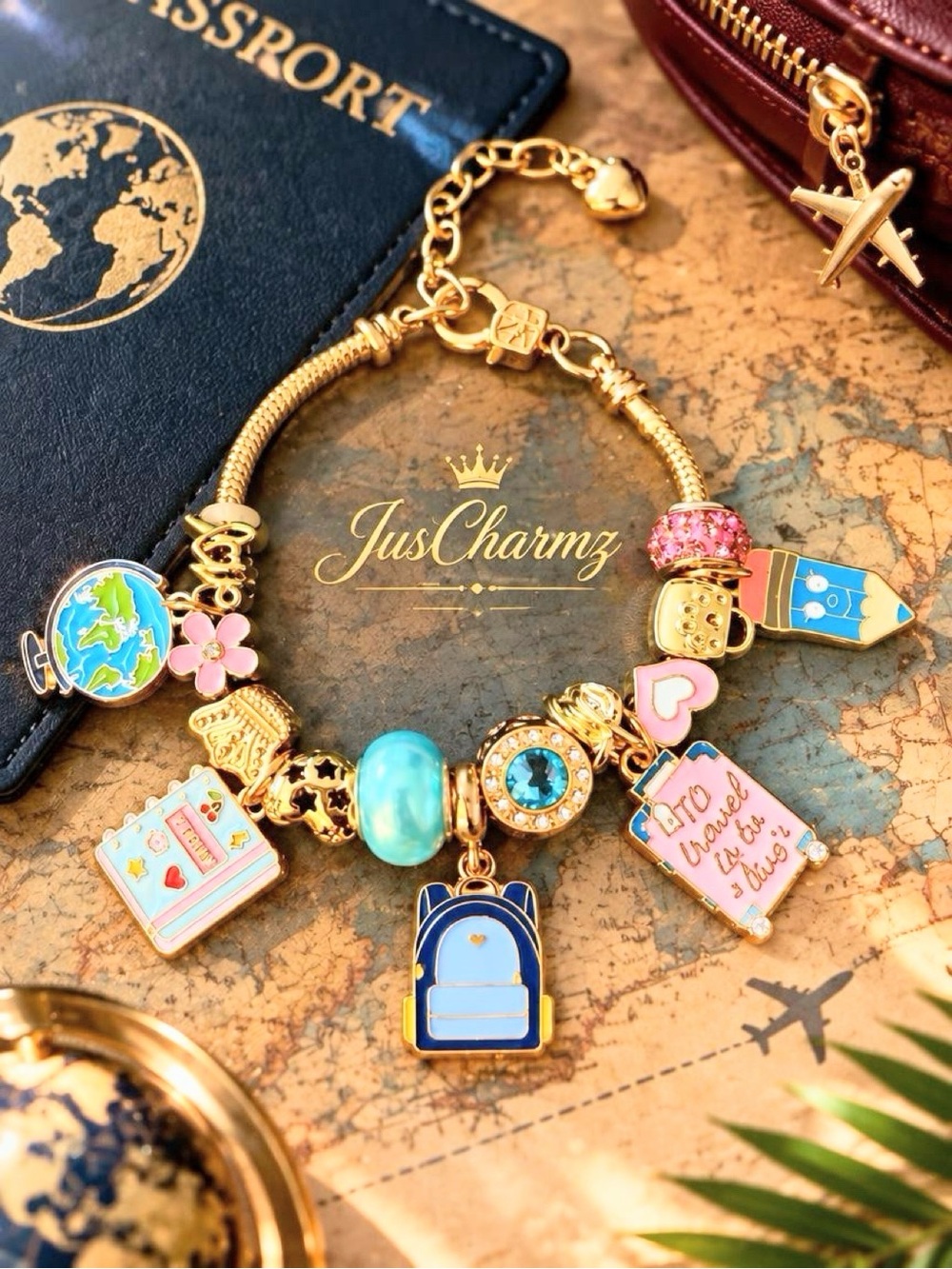 Wanderlust World Travel & Adventure Charm Bracelet